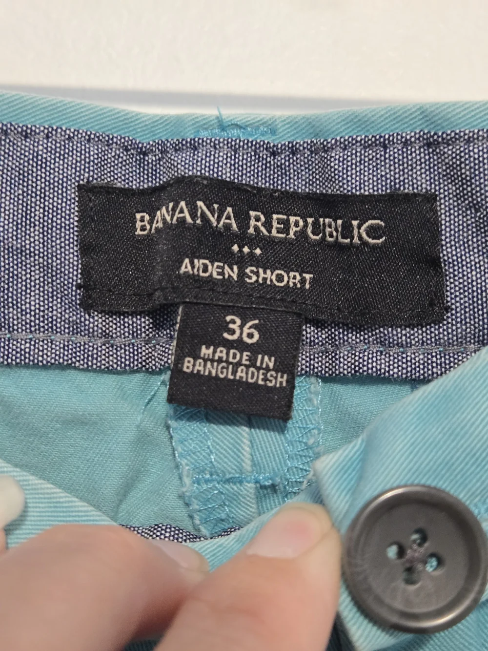 Banana Republic Aiden Shorts Mens 36 Aqua Blue Chino Casual‎ Cotton